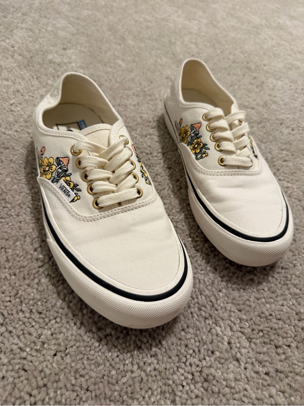 Vans with Floral and Mushroom Embroidery